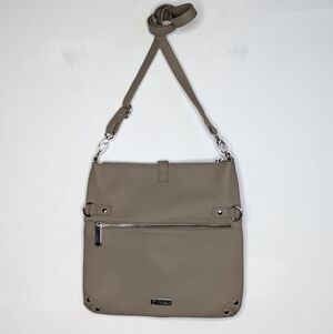 Joy Mangano Tan Leather Foldover Small Crossbody Bag